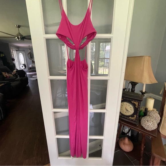 Free People Piper Fuchsia Pink Sleeveless Cutout Midi Maxi Casual Dress L 12/14 - Picture 2 of 6